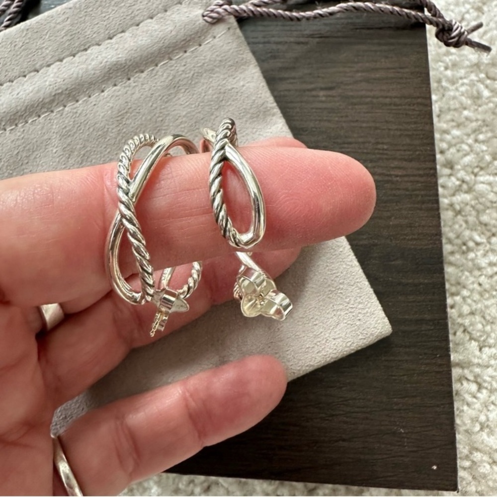 David Yurman Silver Hoop Earrings - Picture 4 of 6